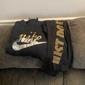 Nike Black Joggers with Gold Accents